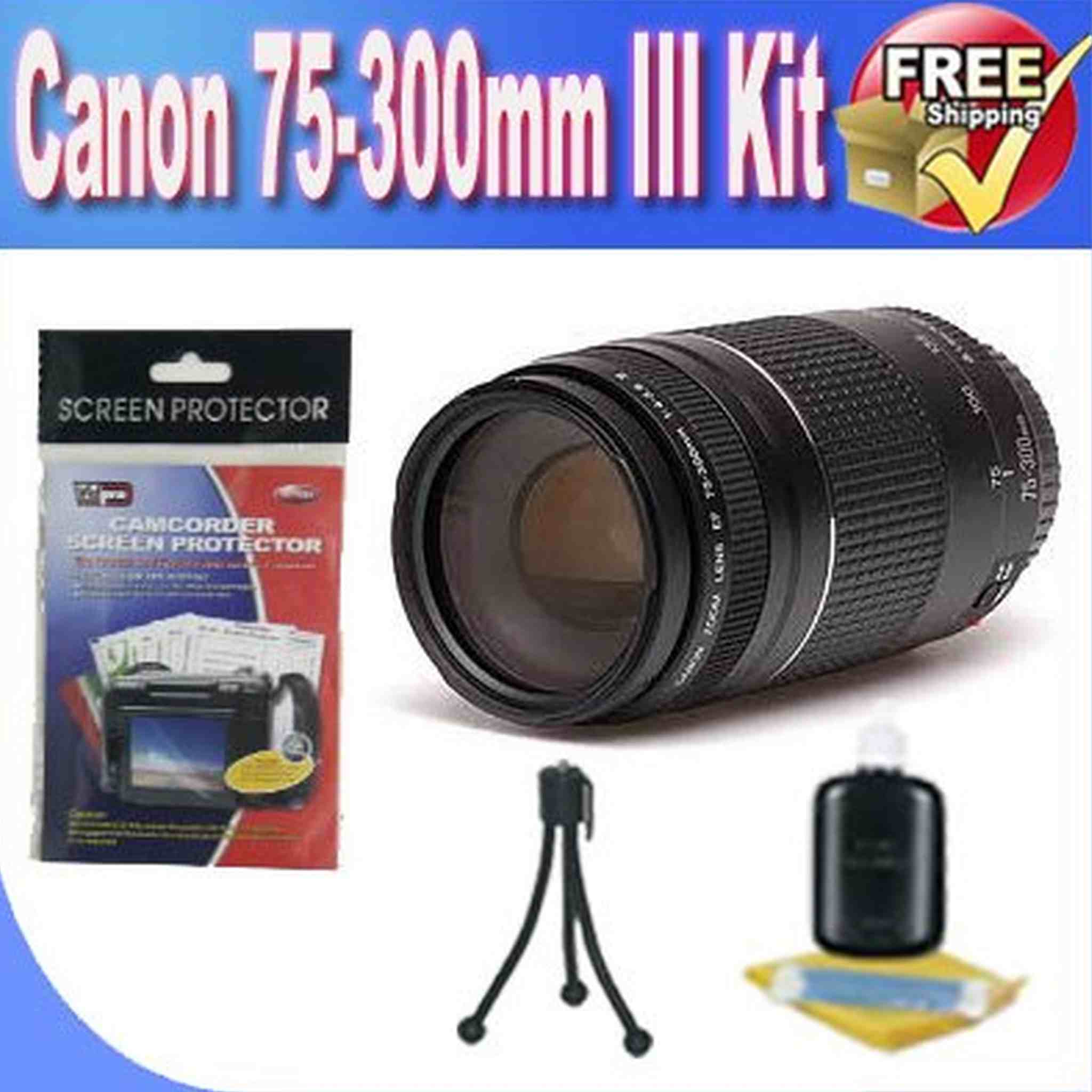 Canon EF 75-300mm f/4-5.6 III Telephoto Zoom Lens for Canon SLR Cameras + Accessory Saver Bundle - Used Canon