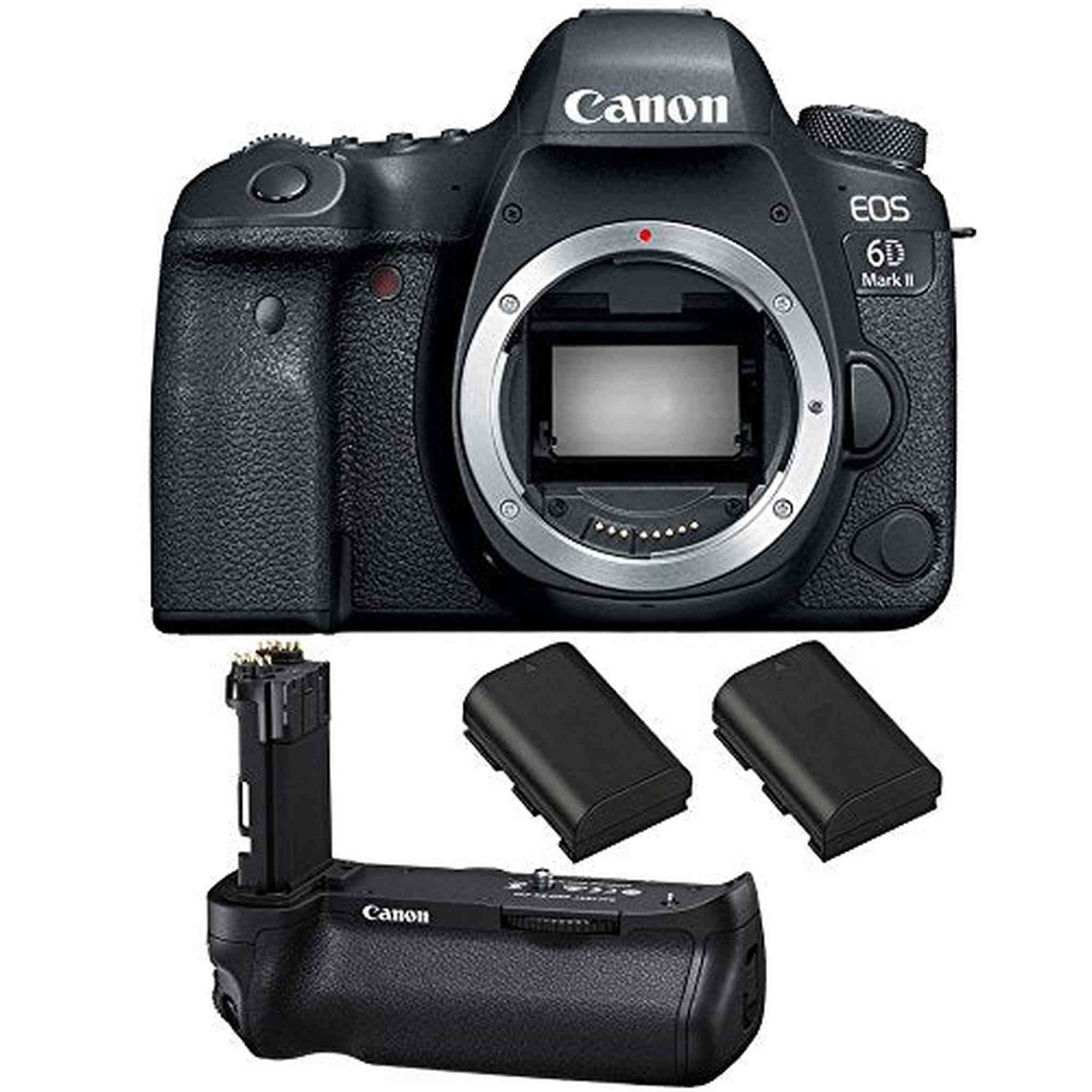 Canon EOS 6D Mark II DSLR Camera Body Only , Canon BG-E21 Battery Grip, 2 Spare Batteries Canon
