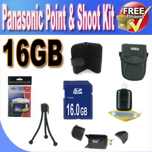 Panasonic Point & Shoot Accessory Saver Bundle! 16GB SDHC Memory + USB Card Reader + Memory Card Wallet + Deluxe Camera Case w/Strap + Lcd Screen Protectors + Mini Tripod + Accessory Saver Bundle!
