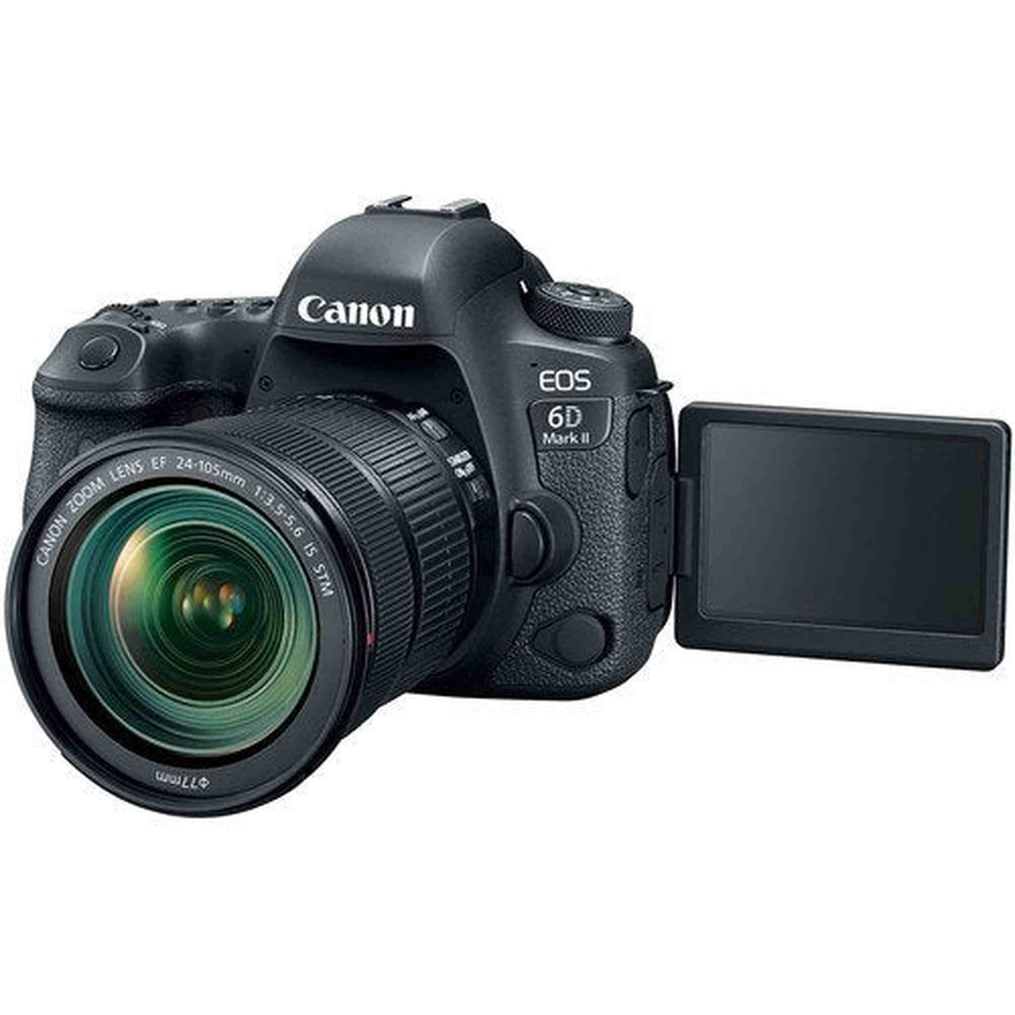 Canon EOS 6D Mark II DSLR Camera with 24-105mm f/3.5-5.6 Lens International Model 1897C021 W/Bag, Extra Battery, LED - Used Canon