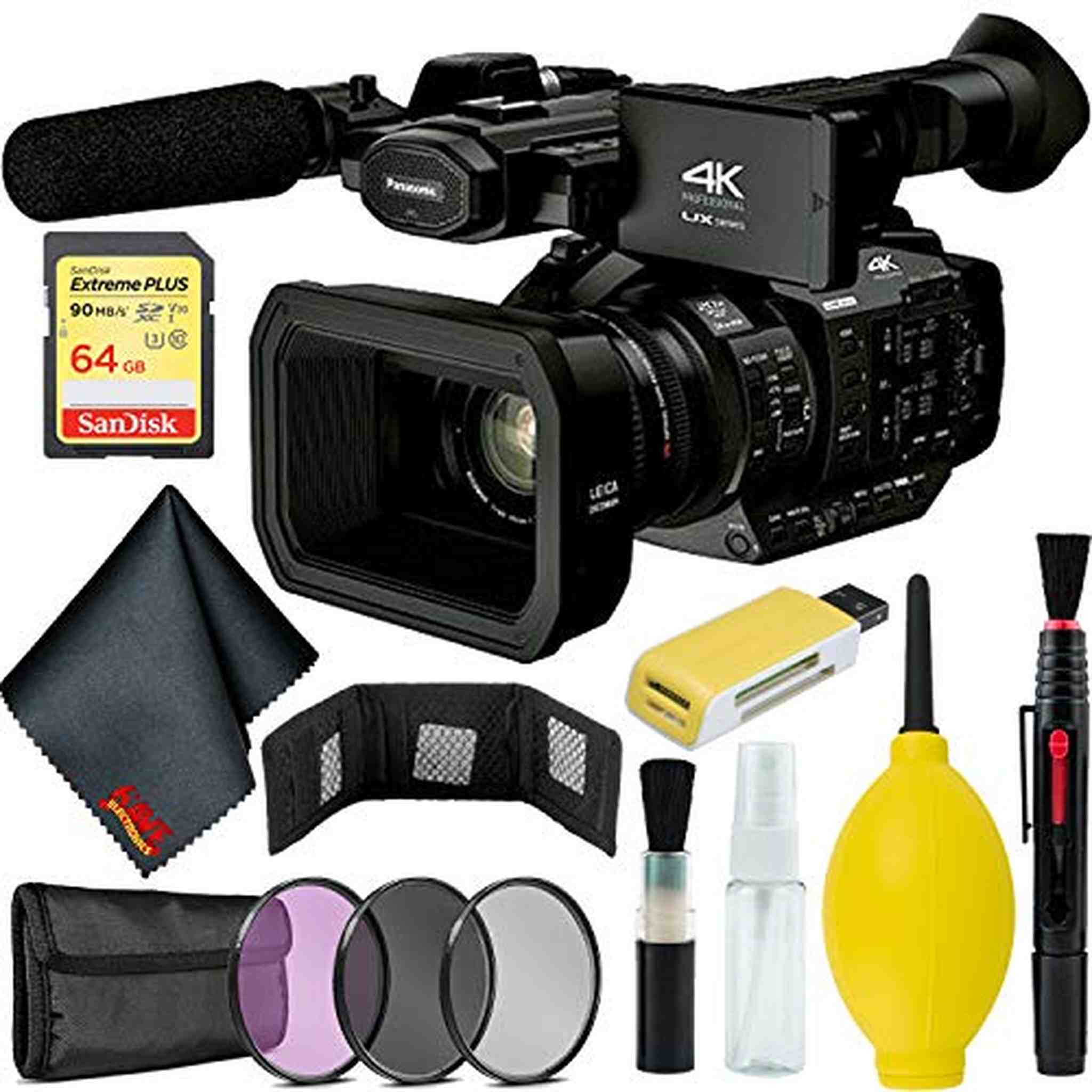 Panasonic AG-UX180 4K Premium Professional Camcorder Bundle w/ 64GB Memory Card + Accessories