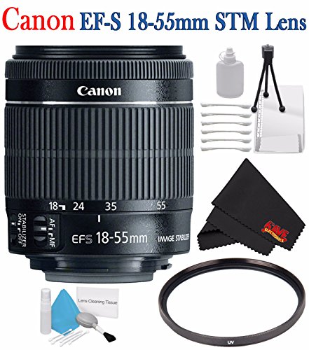 Canon EF-S 18-55mm f/3.5-5.6 IS STM Lens 8114B002 + 58mm UV Filter + Deluxe Starter Kit + Deluxe 3pc Lens Cleaning Kit Bundle