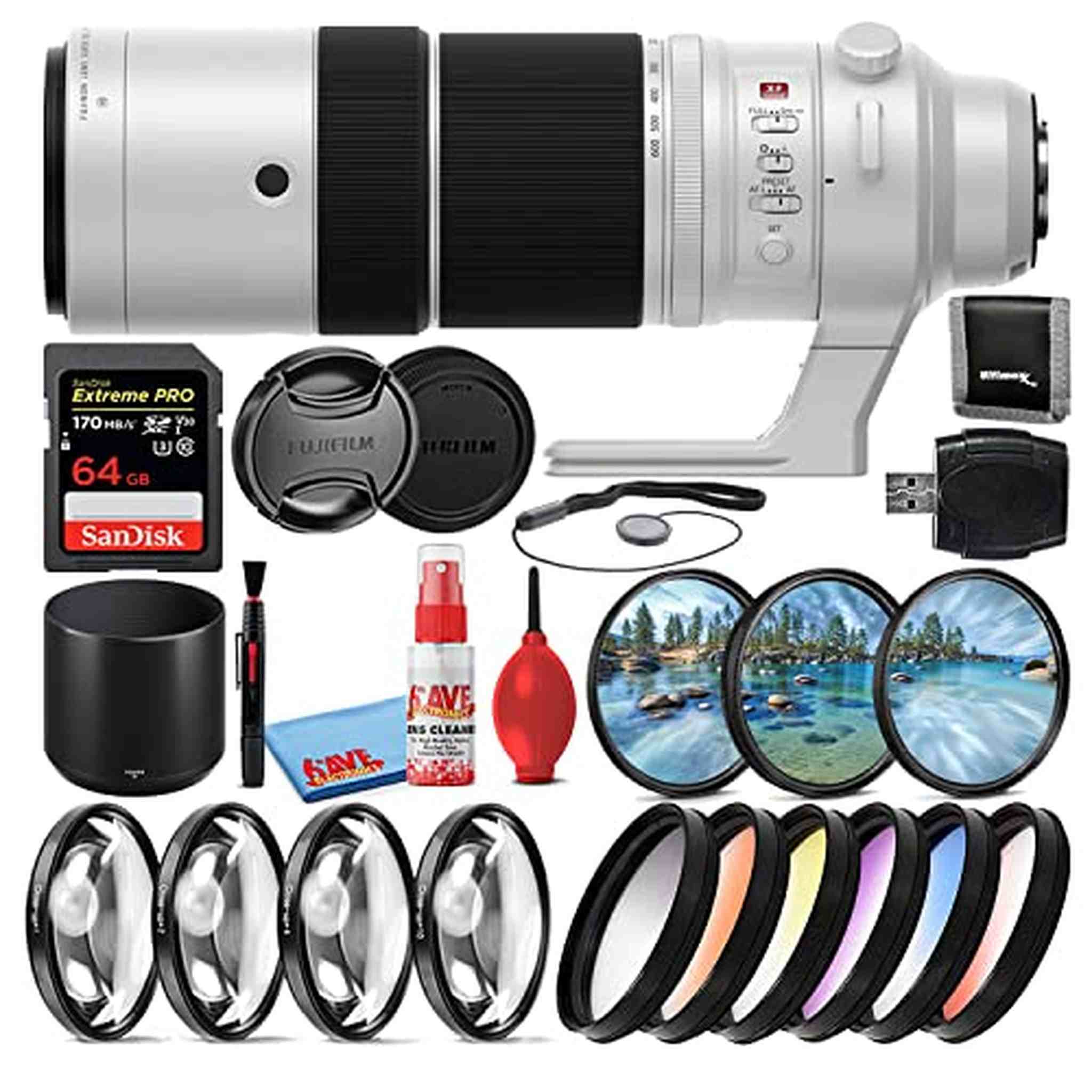 Fujifilm XF 150-600mm f/5.6-8 R LM OIS WR Telephoto Lens + 64GB SD Card Bundle Fujifilm