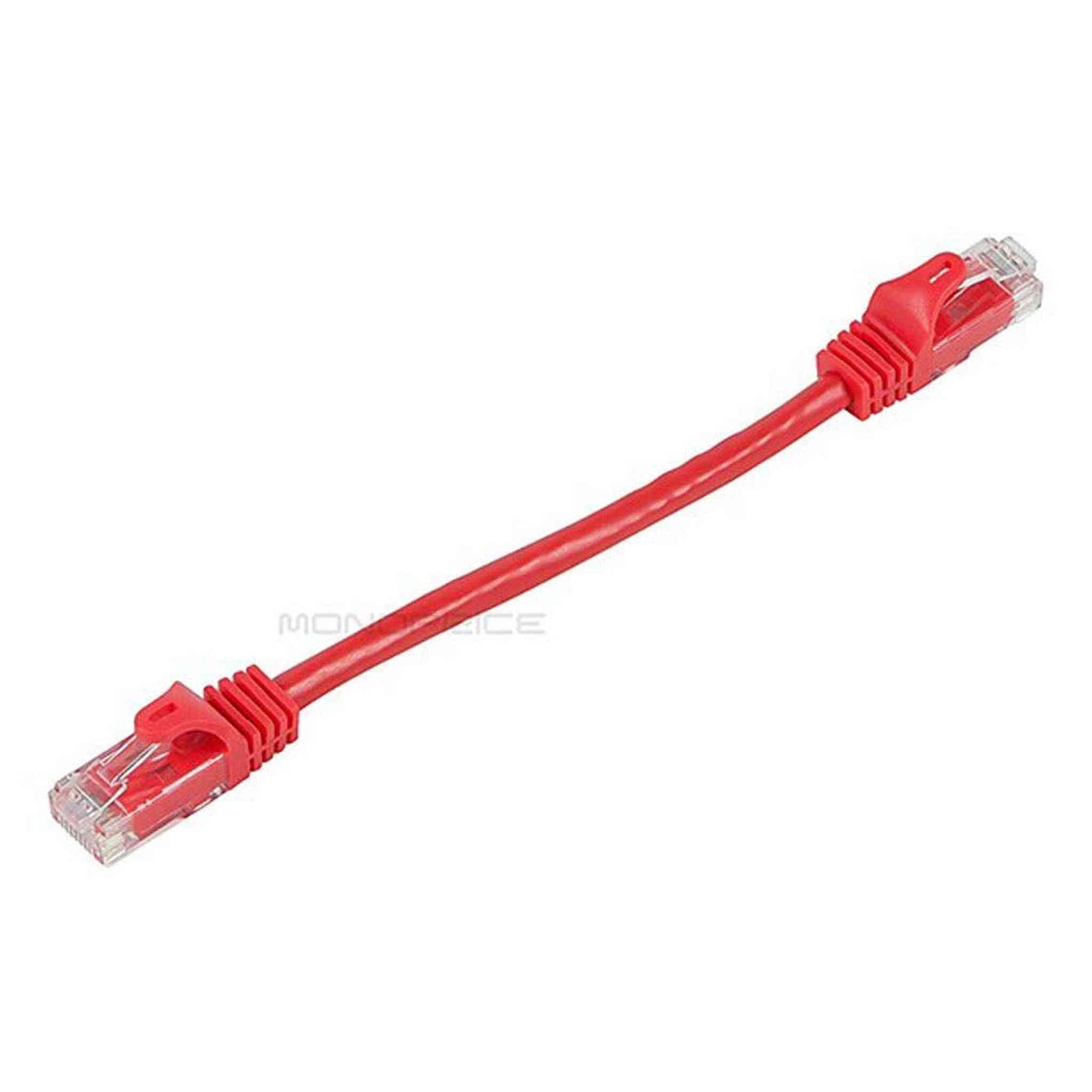 Monoprice Flexboot Cat6 Ethernet Patch Cable - Network Internet Cord - RJ45, Stranded, 550Mhz, UTP, Pure Bare Copper Wire, 24AWG, 0.5ft, Red