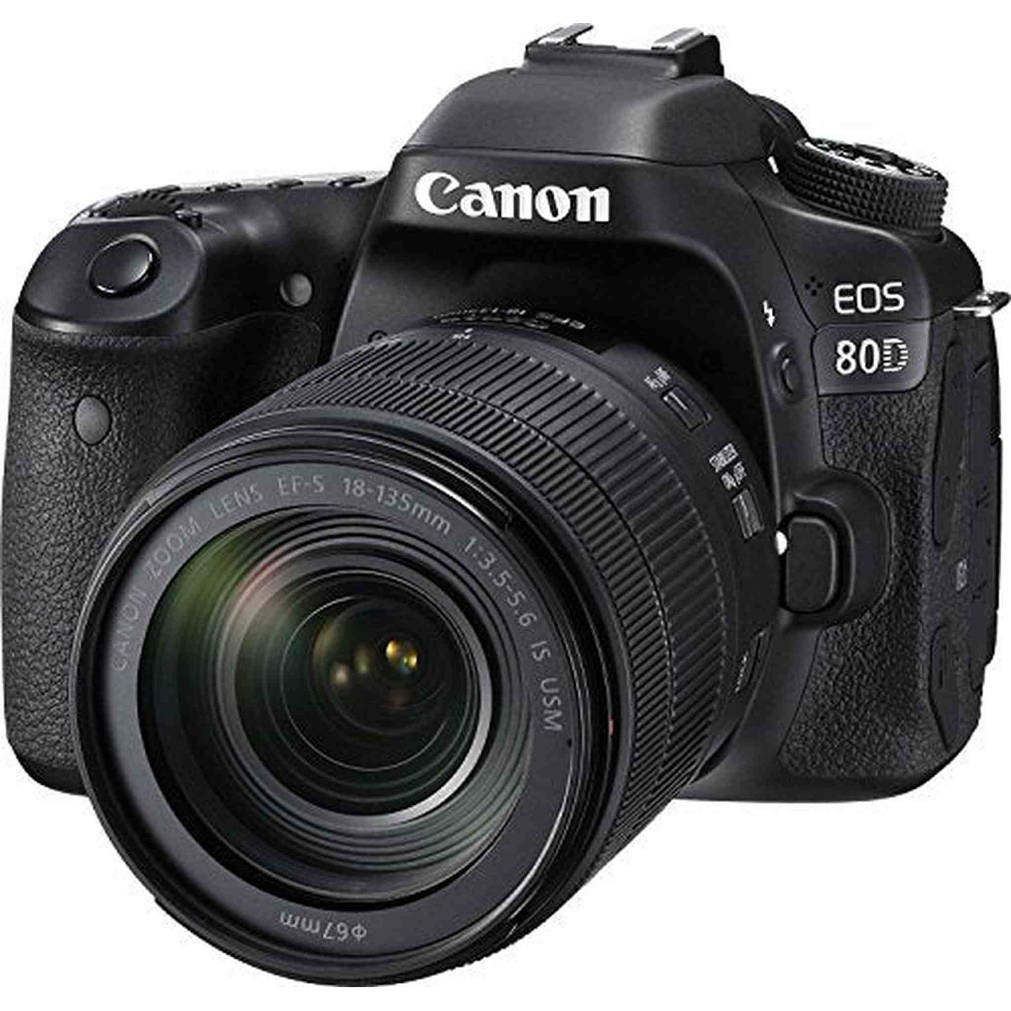 Canon Digital SLR Camera Body EOS 80D and EF-S 18-135mm f/3.5-5.6 Image Stabilization USM Lens with 24.2 Megapixel APS-C CMOS Sensor and Dual Pixel CMOS AF - Black - Used Canon