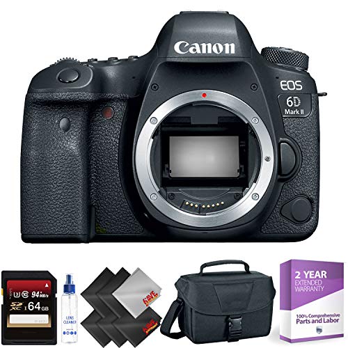 Canon EOS 6D Mark II DSLR Camera Body Only + 64GB Memory Card + 1 Year Warranty Advanced Bundle