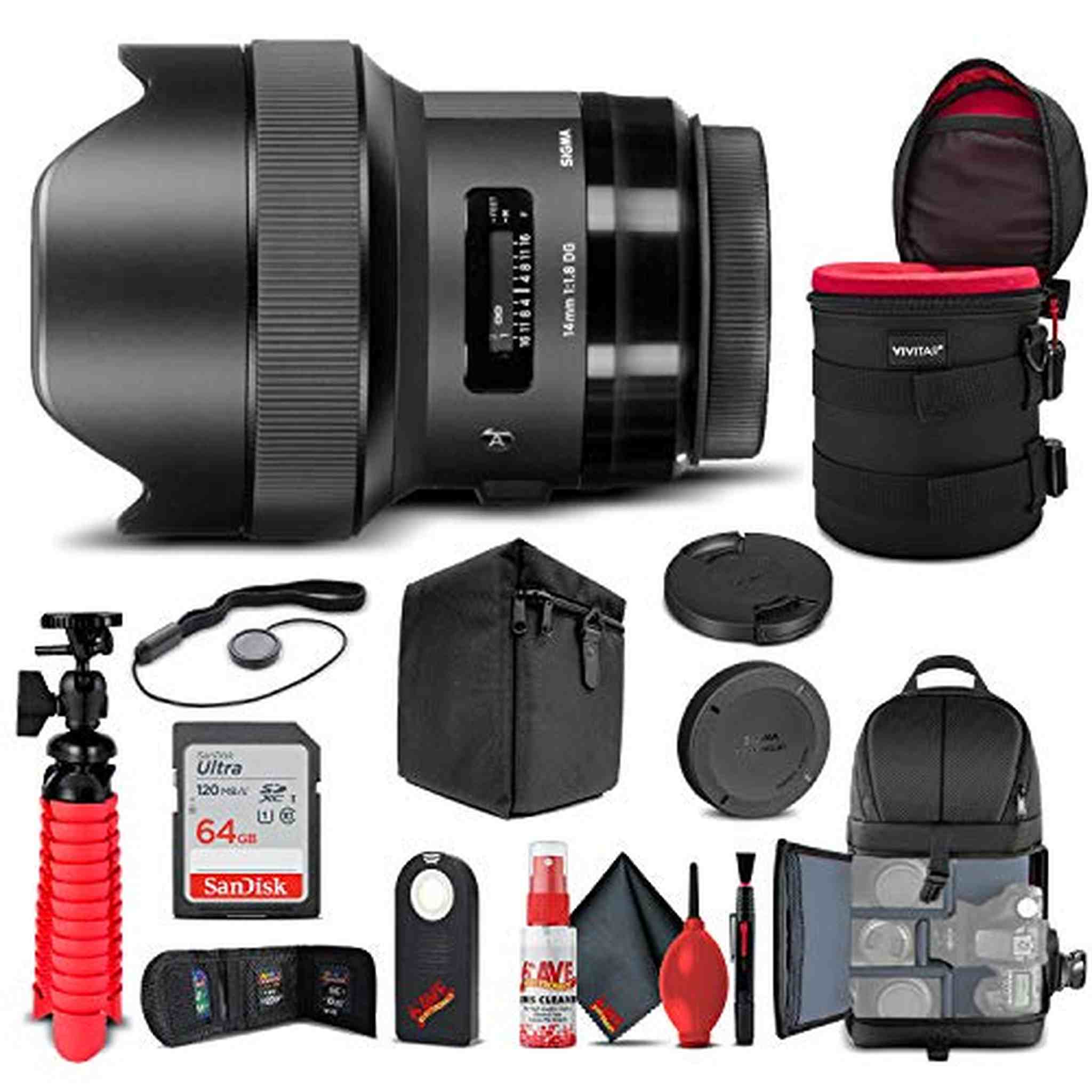 Sigma 14mm f/1.8 DG HSM Art Lens for Nikon F 450955 Bundle Sigma