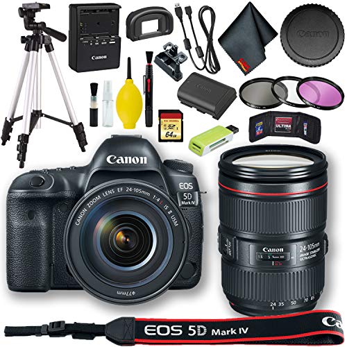 Canon EOS 5D Mark IV DSLR Camera with 24-105mm f/4L II Lens (International Model) + 64GB Standard Bundle
