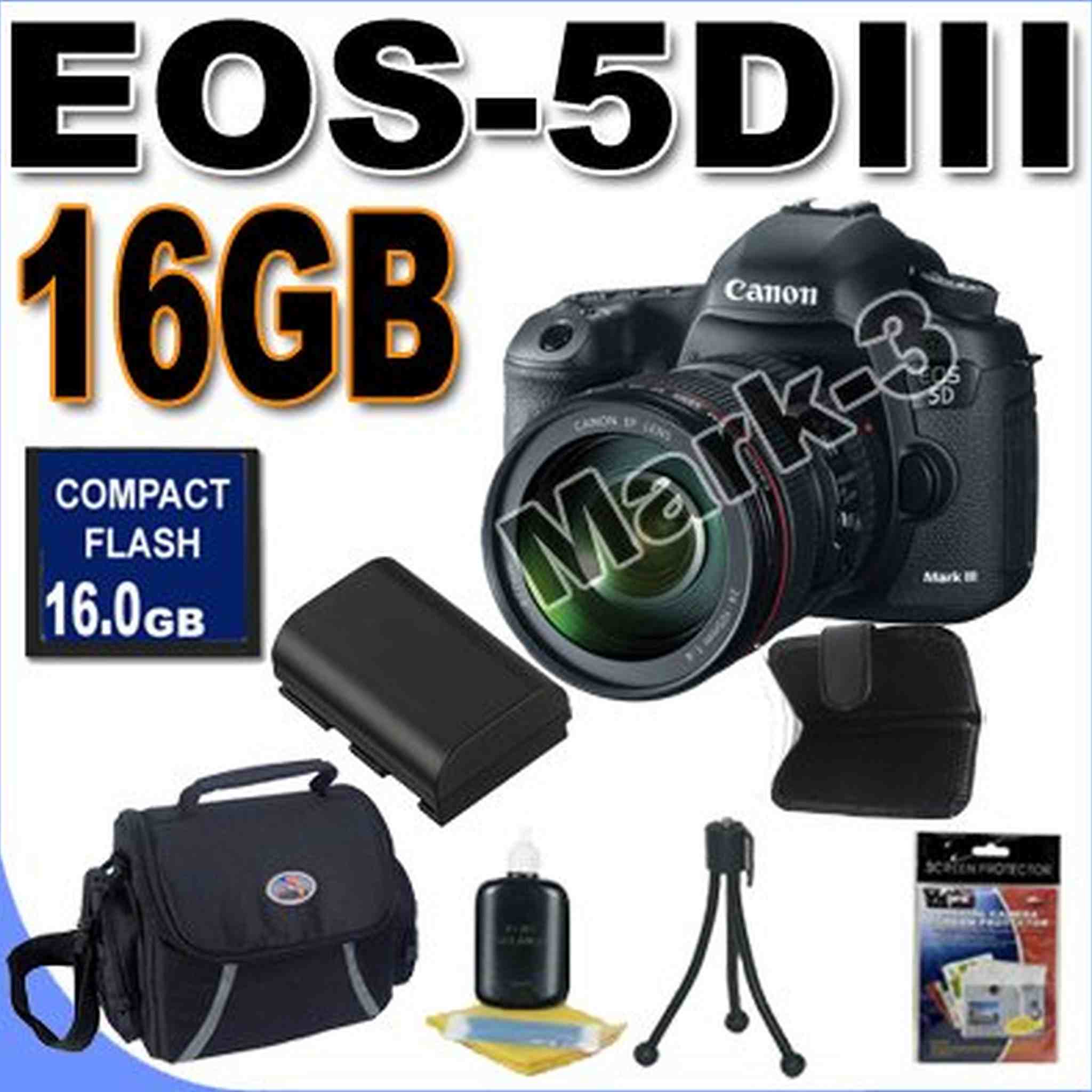 Canon EOS 5D Mark III 22.3 MP Full Frame CMOS Digital SLR Camera with EF 24-105mm f/4 L is USM Lens with 16GB Cf Card Accessory Kit ! Canon