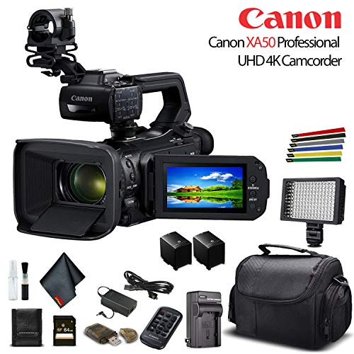 Canon XA50 Professional UHD 4K Camcorder W/ Extra Battery - Base Bundle