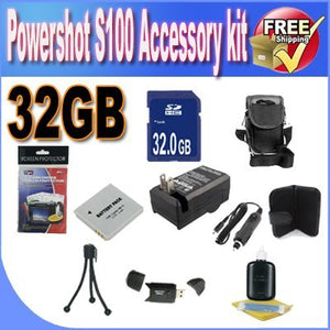 PowerShot S100 Accessory Saver Bundle! 32GB SDHC Memory + Extended Life Battery + Ac/Dc Rapid Charger + USB Card Reader + Memory Card Wallet + Deluxe Camera Case + Accessory Saver Bundle! !