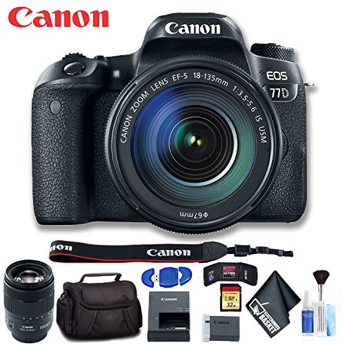 Canon EOS 77D DSLR Camera with 18-135mm USM Lens Intl Model Deluxe Bundle