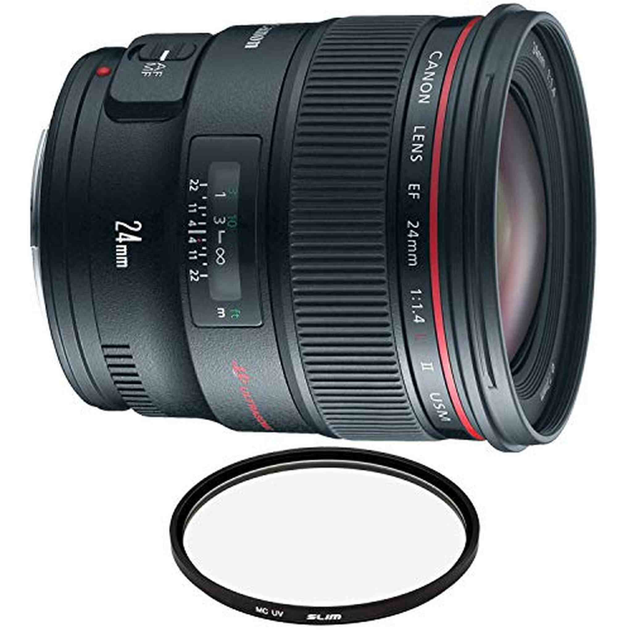 Canon EF 24mm f/1.4L II USM Lens with Pro Filter Renewed - Reconditioned Canon