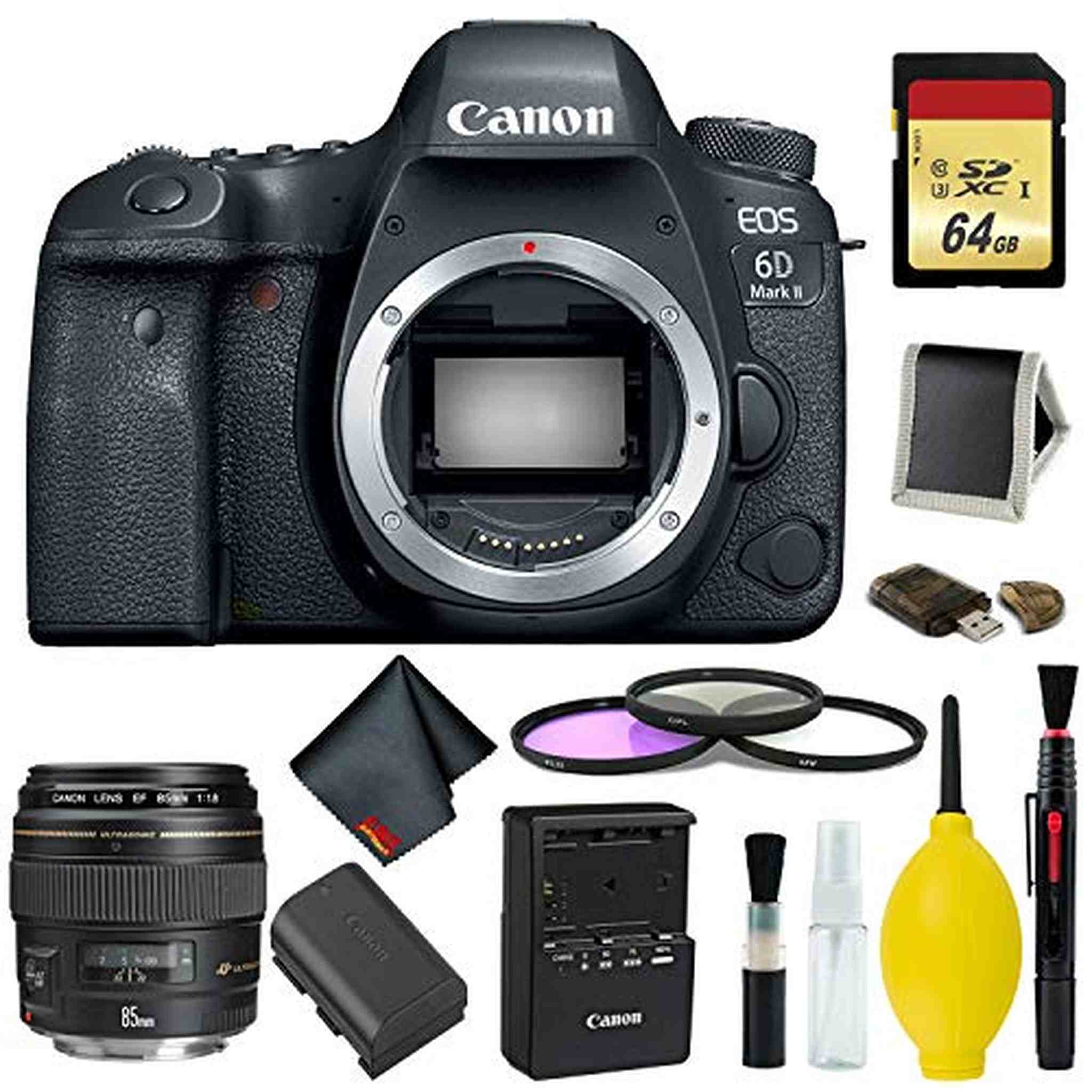 Canon EOS 6D Mark II DSLR Camera Body Only Complete Kit International Model w/Canon EF 85mm f/1.8 USM Lens - International Model - Used Canon