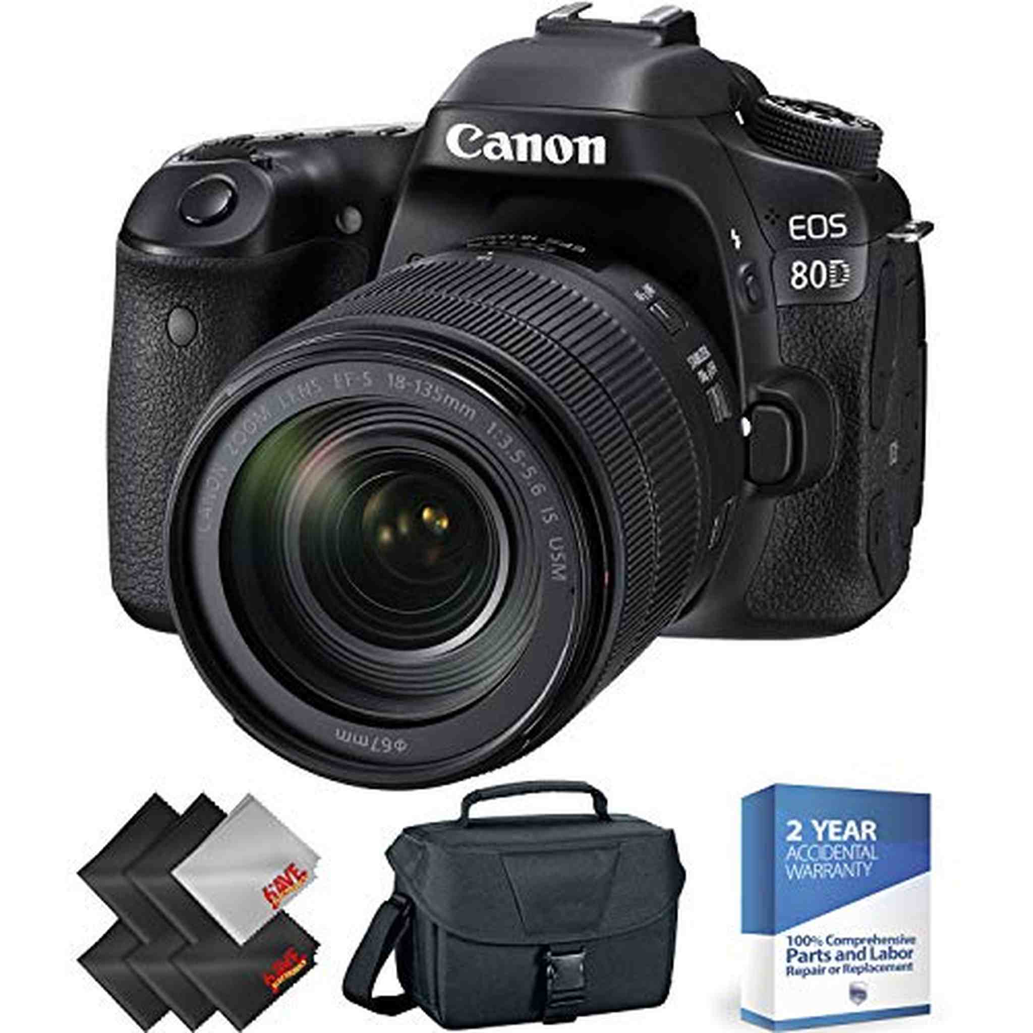 Canon EOS 80D DSLR Camera with 18-135mm Lens + 2 Year Accidental Warranty Canon