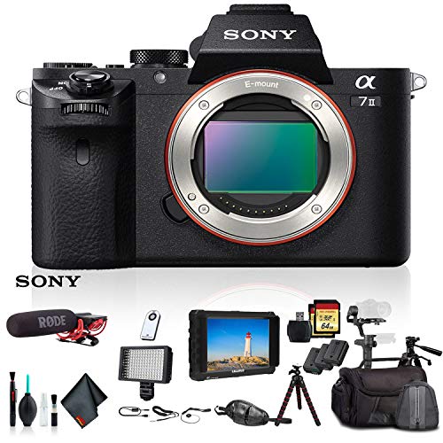 Sony Alpha a7 II Mirrorless Camera ILCE7M2/B With Soft Bag, Zhiyun-Tech Stabilizer, 2x Extra Batteries, Rode Mic, LED Light, 2x 64GB Memory Cards, External 4K Monitor , Plus Essential Accessories