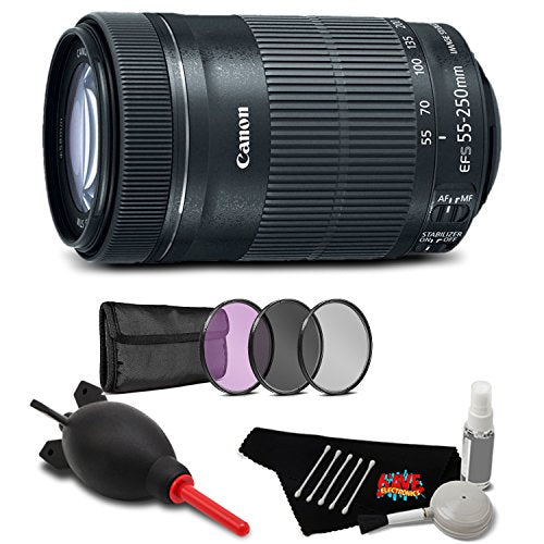 Canon EF-S 55-250mm f/4-5.6 is STM Lens Accessory Bundle International Model