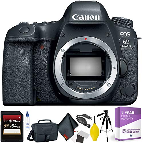 Canon EOS 6D Mark II DSLR Camera (Body Only) + 64GB Memory Card + Mega Accessory Kit + 1 Year Warranty Base Bundle