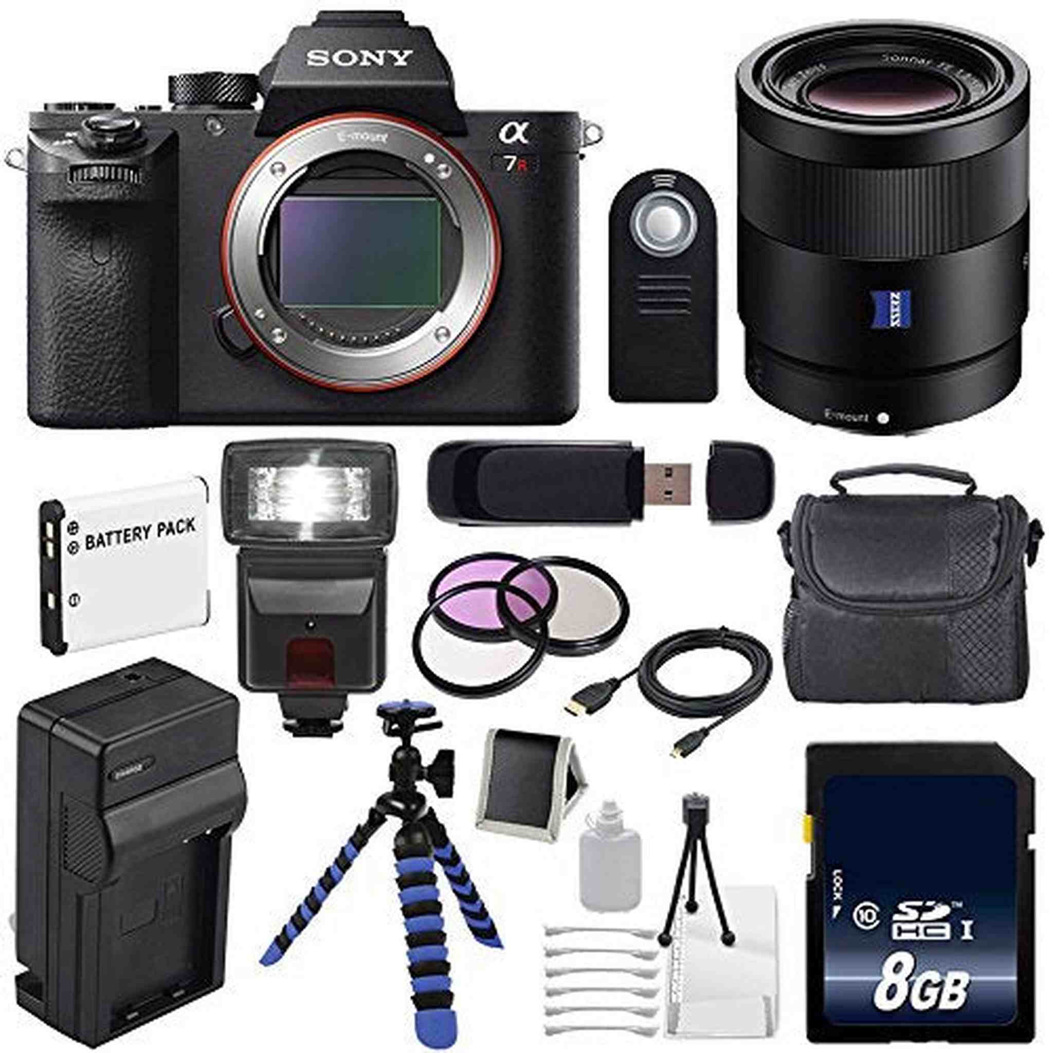 Sony Alpha a7R II Mirrorless Digital Camera International Model + Sony Sonnar T FE 55mm f/1.8 ZA Lens + 49mm 3 Piece F Sony