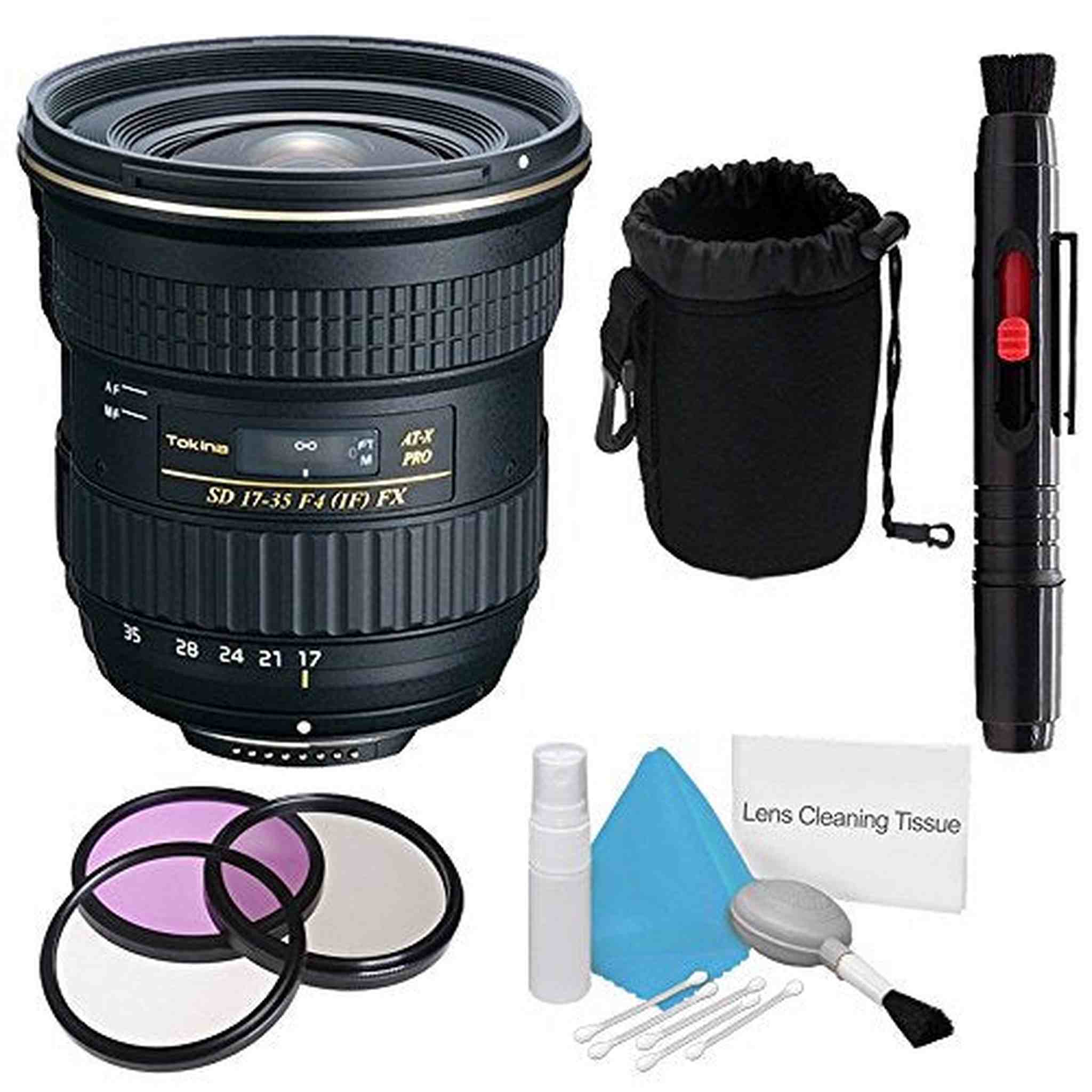 Tokina 17-35mm f/4 Pro FX Lens for Canon Cameras International Model +Deluxe Cleaning Kit + Lens Cleaning Pen Supreme Bundle Tokina