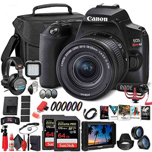 Canon EOS Rebel SL3 DSLR Camera with 18-55mm Lens Black 3453C002 Extra Storage Bundle - Reconditioned Canon