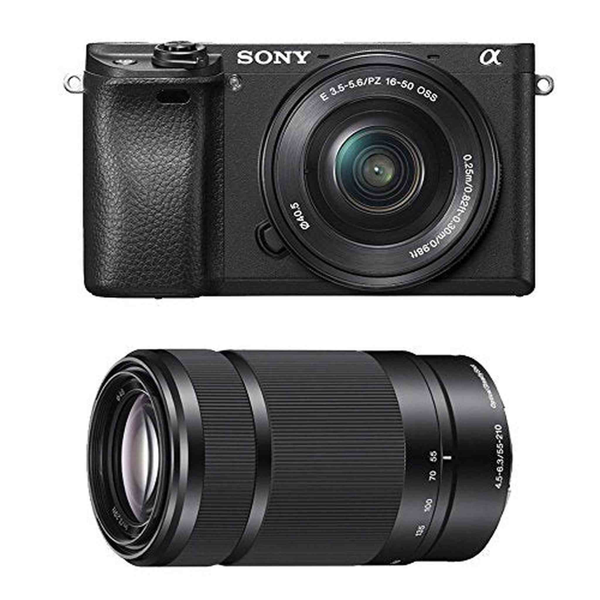 Sony Alpha a6300 Mirrorless Digital Camera with 16-50mm and 55-210mm Lenses Kit Black International Model
