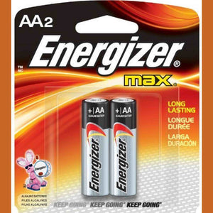 Energizer E91BP-2 AA Size Alkaline General Purpose Battery, AA - Alkaline - 1.5 V DC - 50-2 Packs 100 Batteries Total Bundle