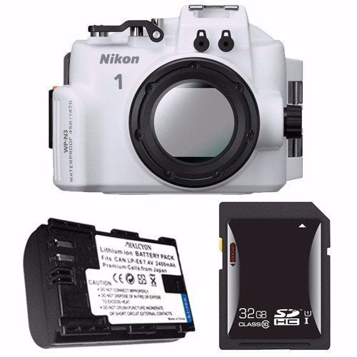 Nikon WP-N3 Waterproof Housing for Nikon 1 J4 or S2 Camera and NIKKOR 11-27.5mm or 10-30mm Lens + EN-EL22 Battery + 32GB SDHC Card Saver