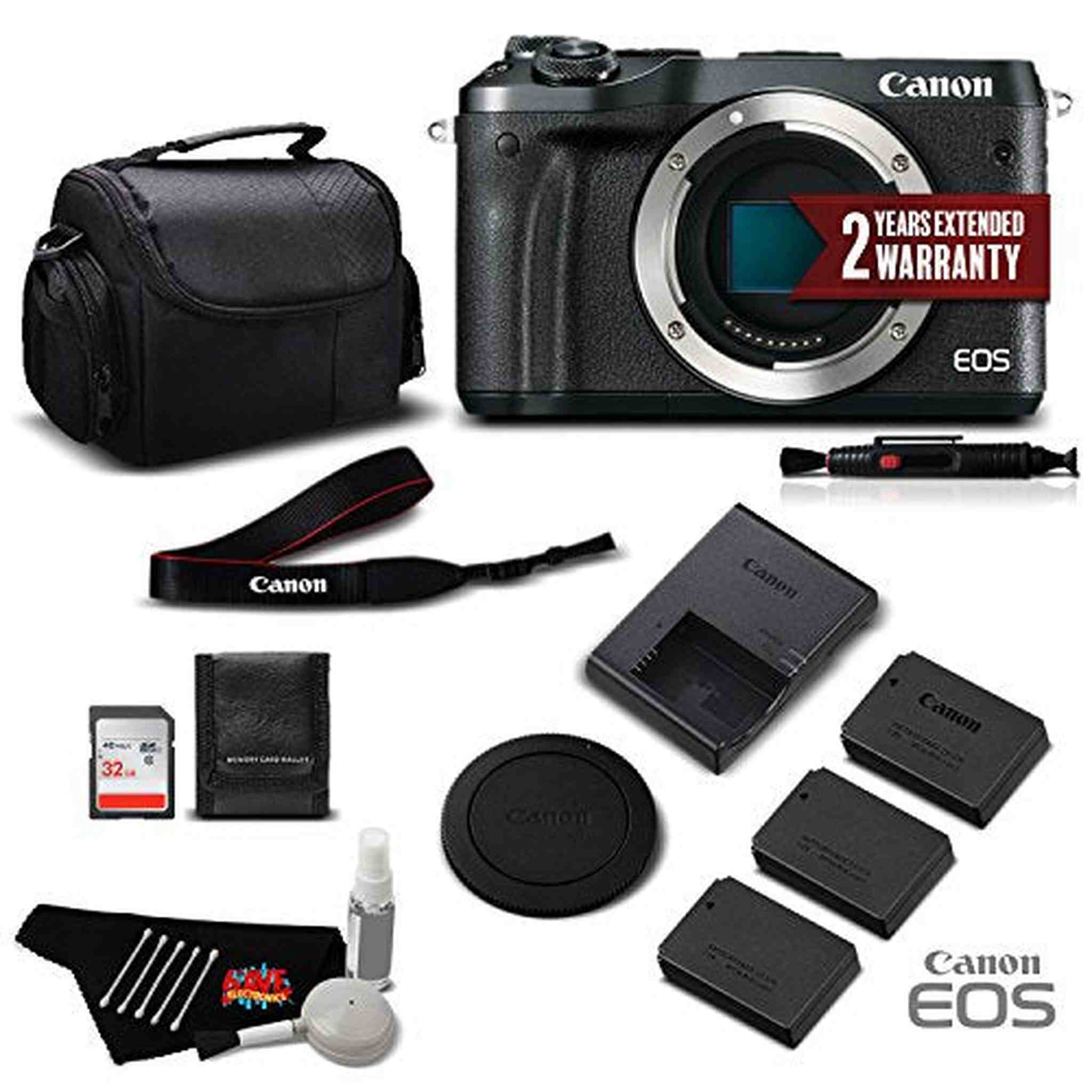 Canon EOS M6 Mirrorless Digital Camera Body Only, Black 1724C001- Professional Bundle - International Version Canon