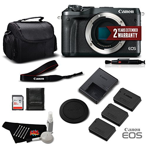 Canon EOS M6 Mirrorless Digital Camera Body Only, Black 1724C001- Professional Bundle - International Version
