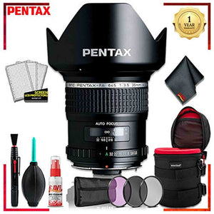 Pentax SMC FA 645 35mmf/3.5 AL IF Lens + 4.5 Inch Vivitar Premium Lens Case + 3pcs Lens Filter Kit + Cleaning Kit