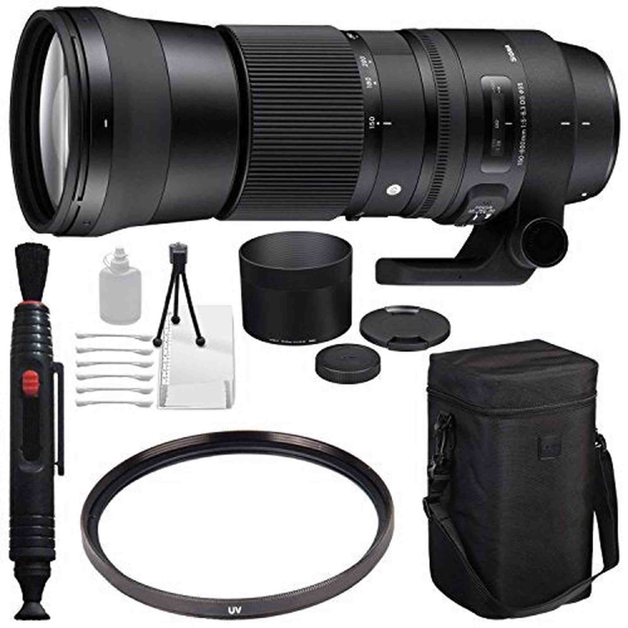 Sigma 150-600mm f/5-6.3 DG OS HSM Contemporary Lens for Nikon F + 95mm UV Filter + Deluxe Cleaning Kit + Lens Cleaning P Sigma