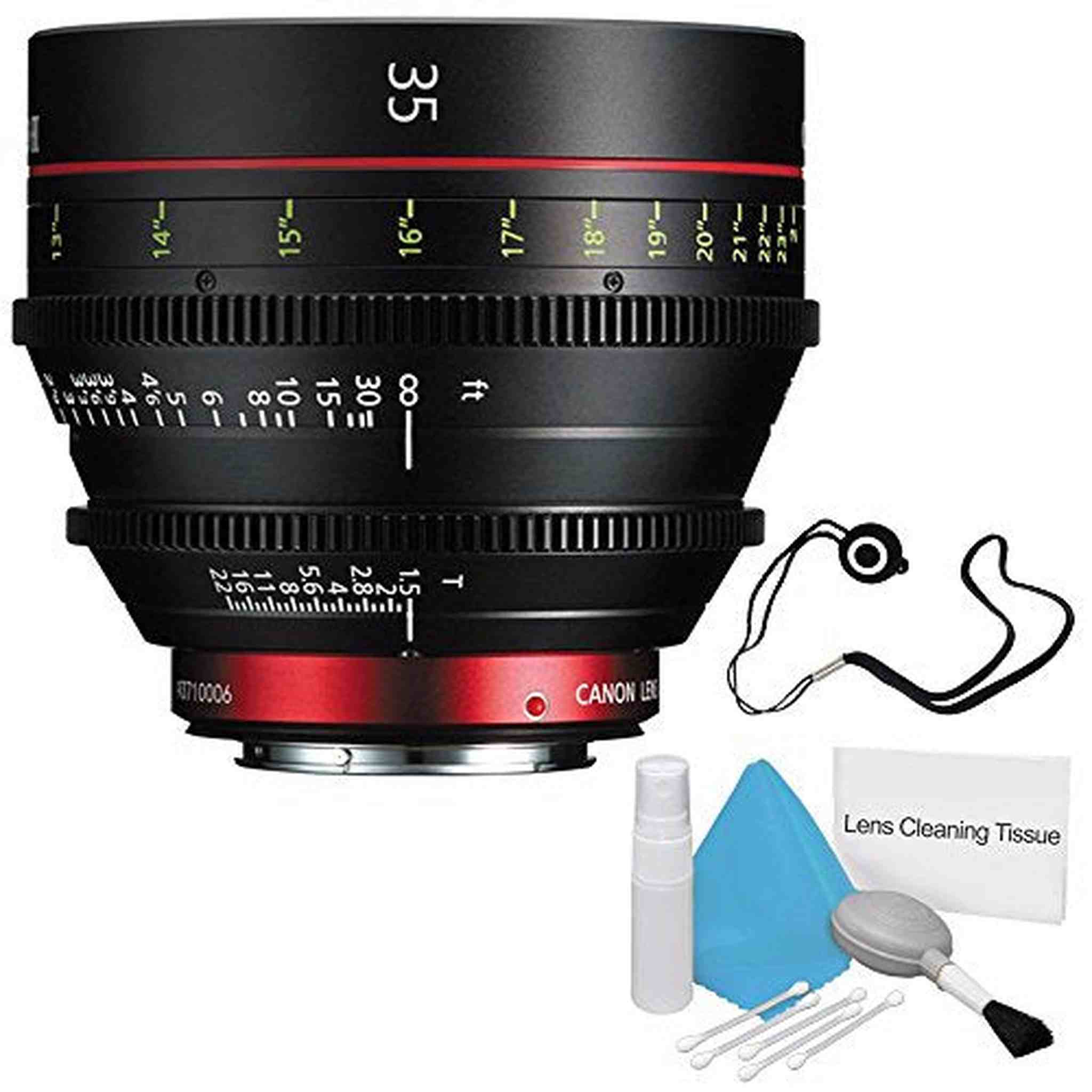 Canon CN-E 35mm T1.5 L F Cine Prime Lens EF Mount International Model + Deluxe Cleaning Kit + Lens Cap Keeper Starter Bundle
