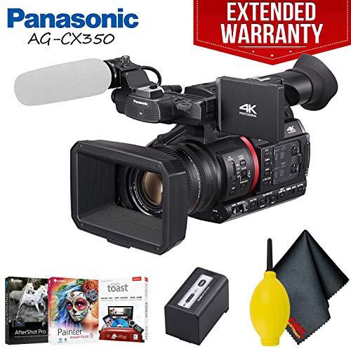 Panasonic AG-CX350 4K Camcorder Accessory Bundle with Cleaning Kit, Editing Software and Extended Warranty