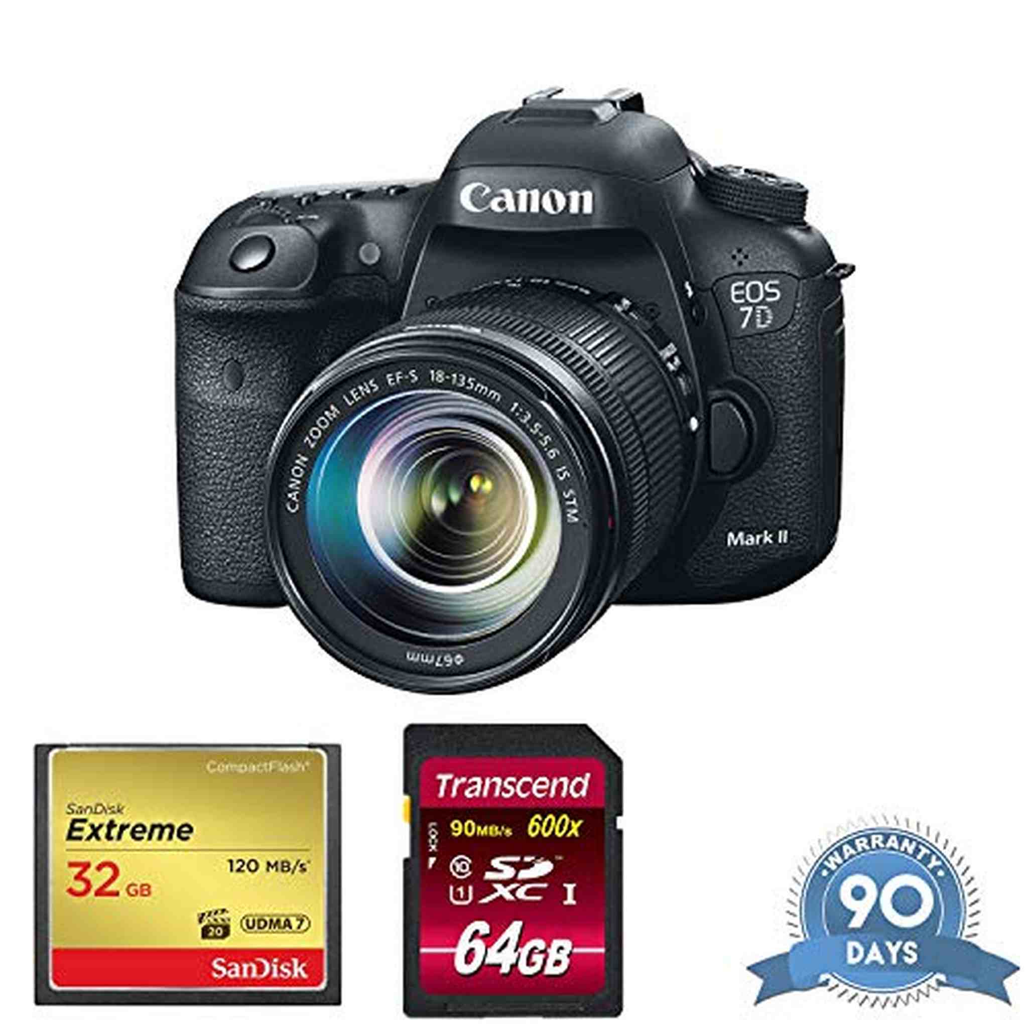 Canon EOS 7D Mark II DSLR Camera with 18-135mm f/3.5-5.6 is USM Lens & W-E1 Wi-Fi Adapter with Memory Card - Renewed - Reconditioned Canon