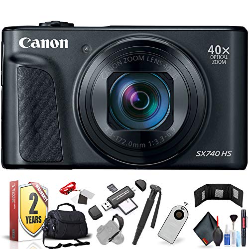 Canon PowerShot SX740 HS Digital Camera (Black) (International Model) with Extra Accessory Bundle
