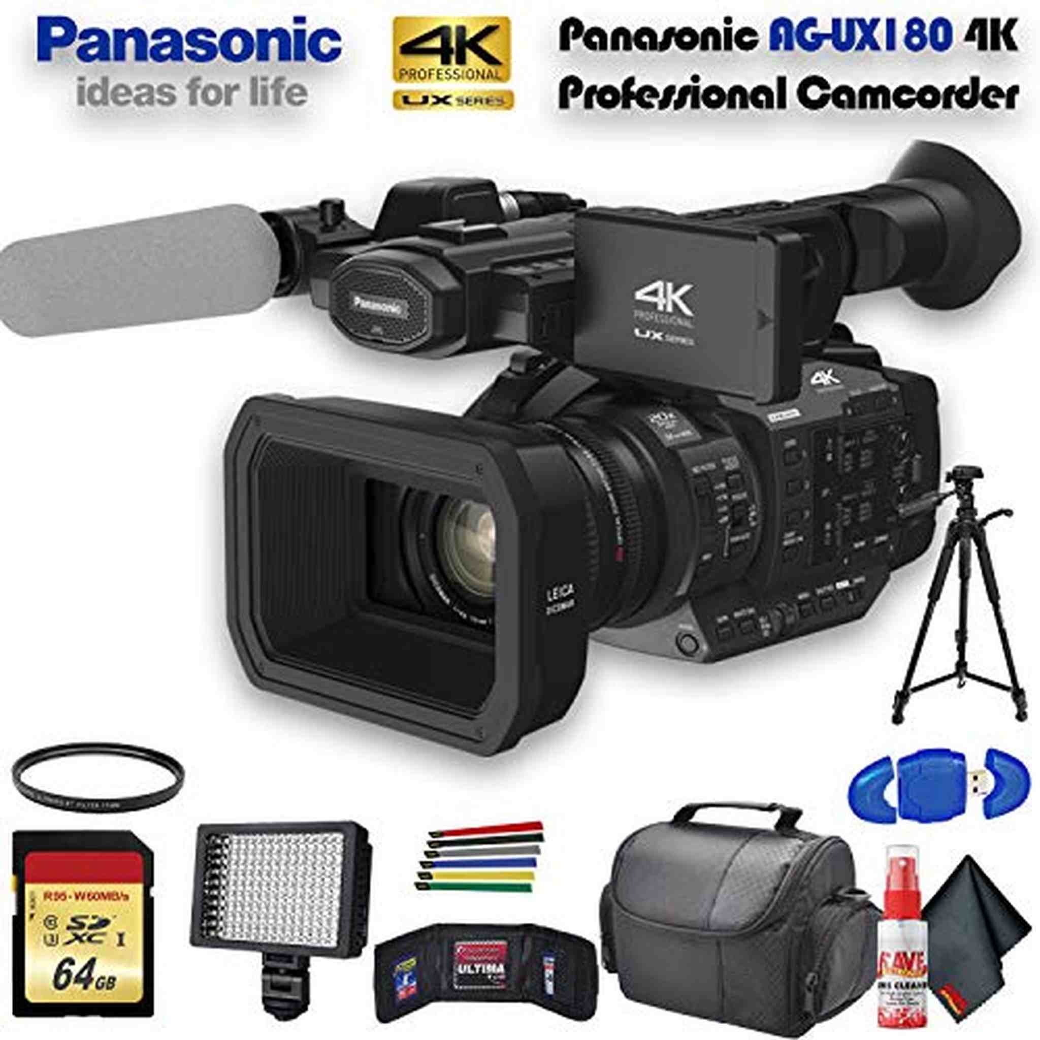 Panasonic AG-UX180 4K Professional Camcorder AG-UX180PJ8 With Starter Bundle