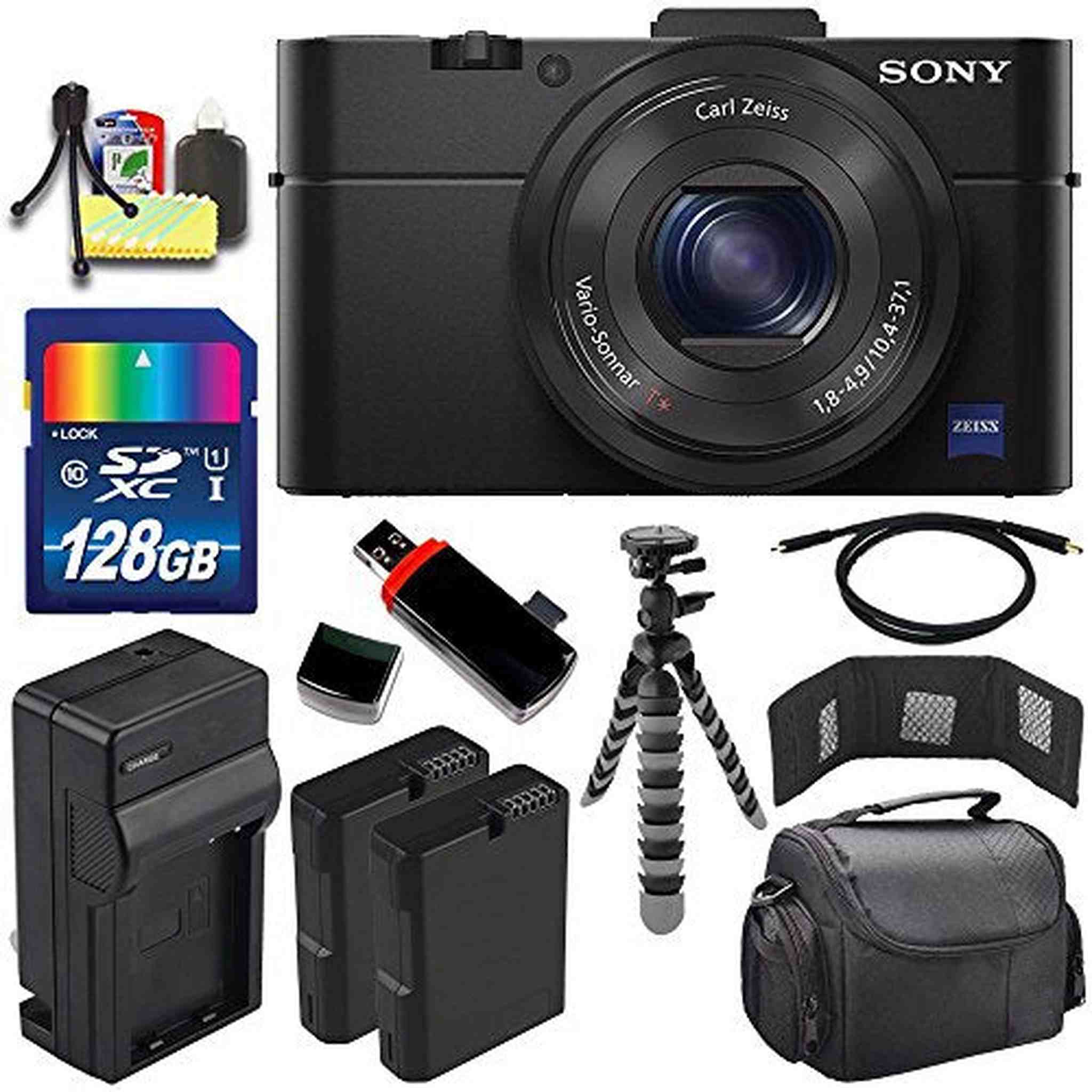 Sony Cyber-shot DSC-RX100M2 Digital Camera + Extra battery + Charger + 128GB Bundle 9 - International Version No Warran