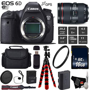 Canon EOS 6D DSLR Camera with 24-105mm f/4L II Lens + Wireless Remote + UV Protection Filter + Case + Wrist Strap + Trip