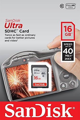 SanDisk Ultra 16GB Class 10 SDHC Memory Card Up To 40MB/s- SDSDUN-0016G-G46 [Older Version]