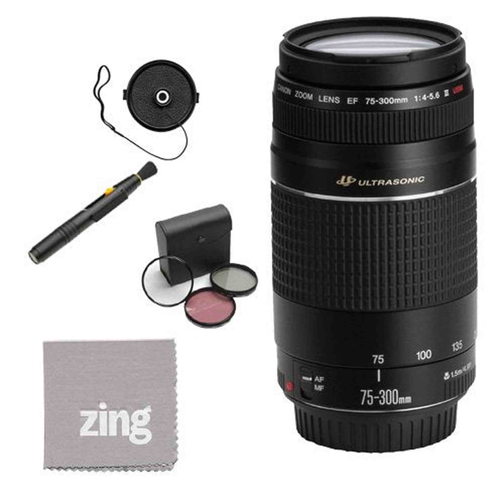 Canon EF 75-300mm f/4-5.6 III USM Telephoto Zoom Lens for Canon SLR Cameras Super Accessory Saver Kit