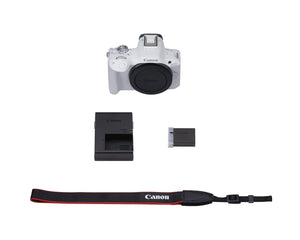 Canon EOS R50 Mirrorless Camera White + 64GB Card + Bag + Charger + Battery + More