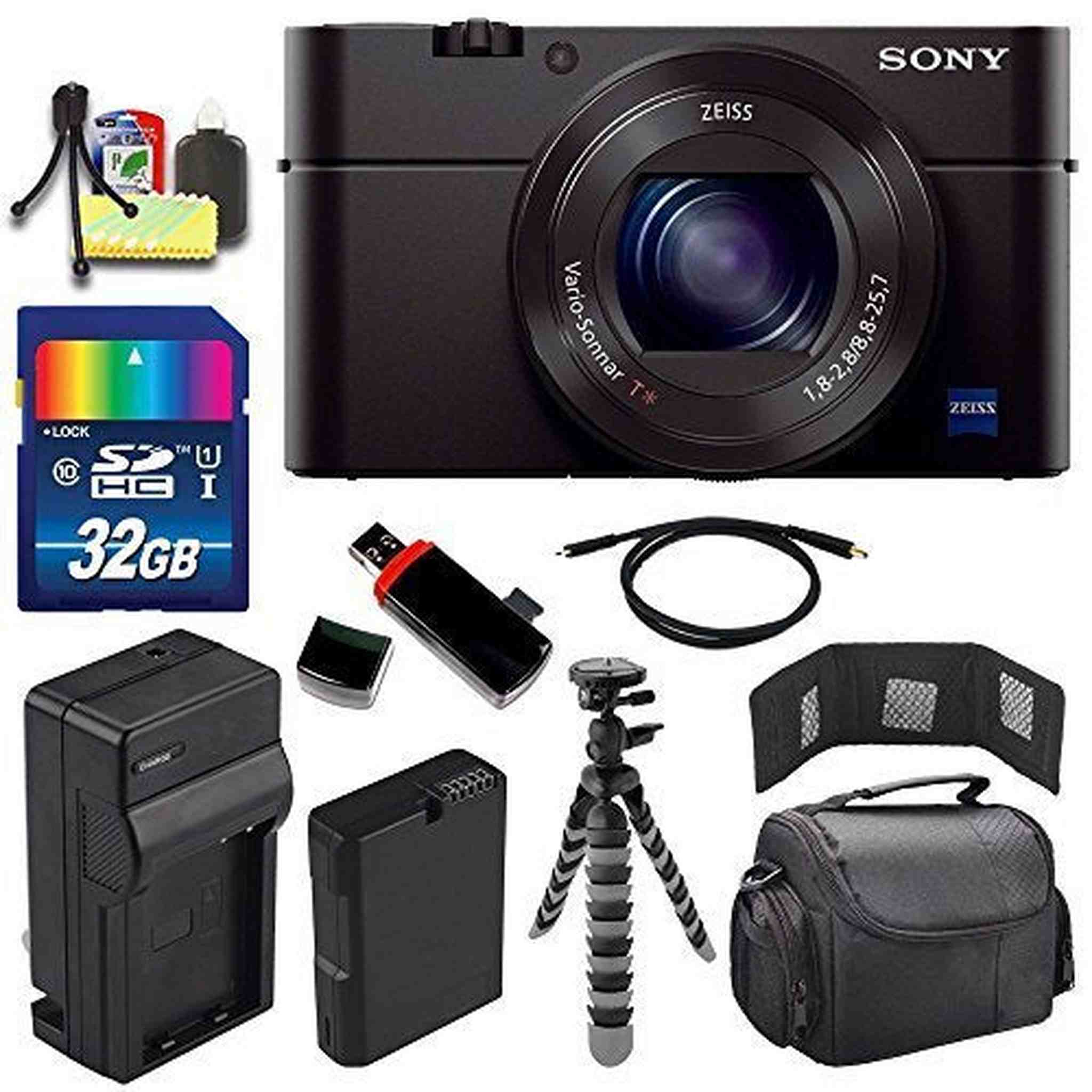 Sony Cyber-shot DSC-RX100M3 Digital Camera + Extra battery + Charger + 32GB Bundle 2 - International Version No Warrant