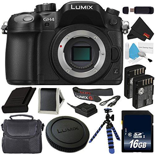 Panasonic DMC-GH4 Digital Camera + 16GB Memory Card + DMW-BLF19 Lithium Ion Battery + Deluxe Cleaning Kit Bundle- Intern