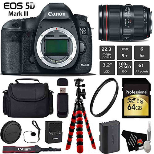 Canon EOS 5D Mark III DSLR Camera with 24-105mm f/4L II Lens + Wireless Remote + UV Protection Filter + Case + Wrist Str