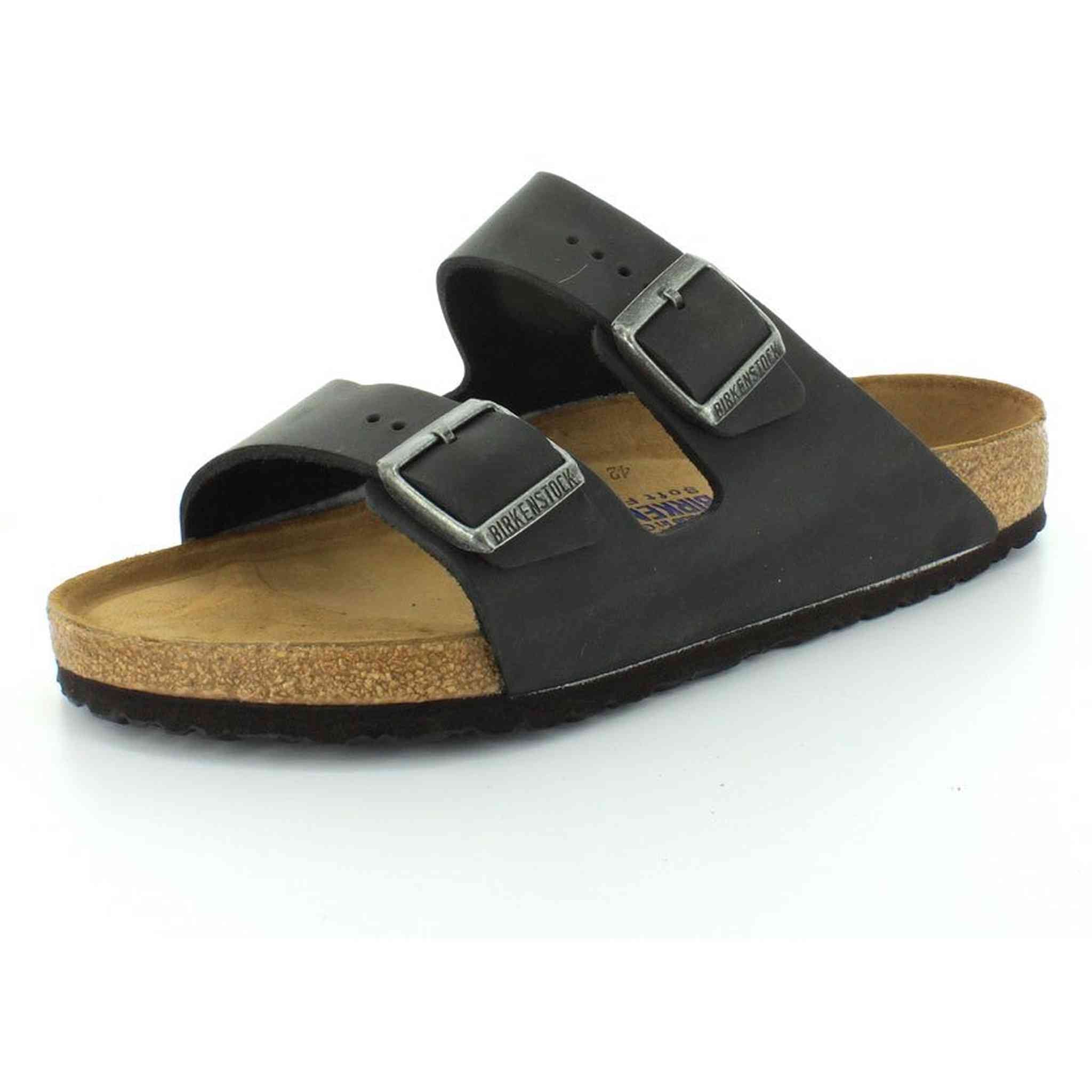 Birkenstock Unisex Arizona Black Oiled Leather Sandals - 7-7.5 B M US Women Birkenstock