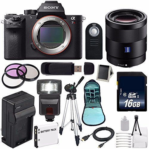 Sony Alpha a7R II Mirrorless Digital Camera (International Model) + Sony Sonnar T FE 55mm f/1.8 ZA Lens + 49mm 3 Piece Filter Set Bundle