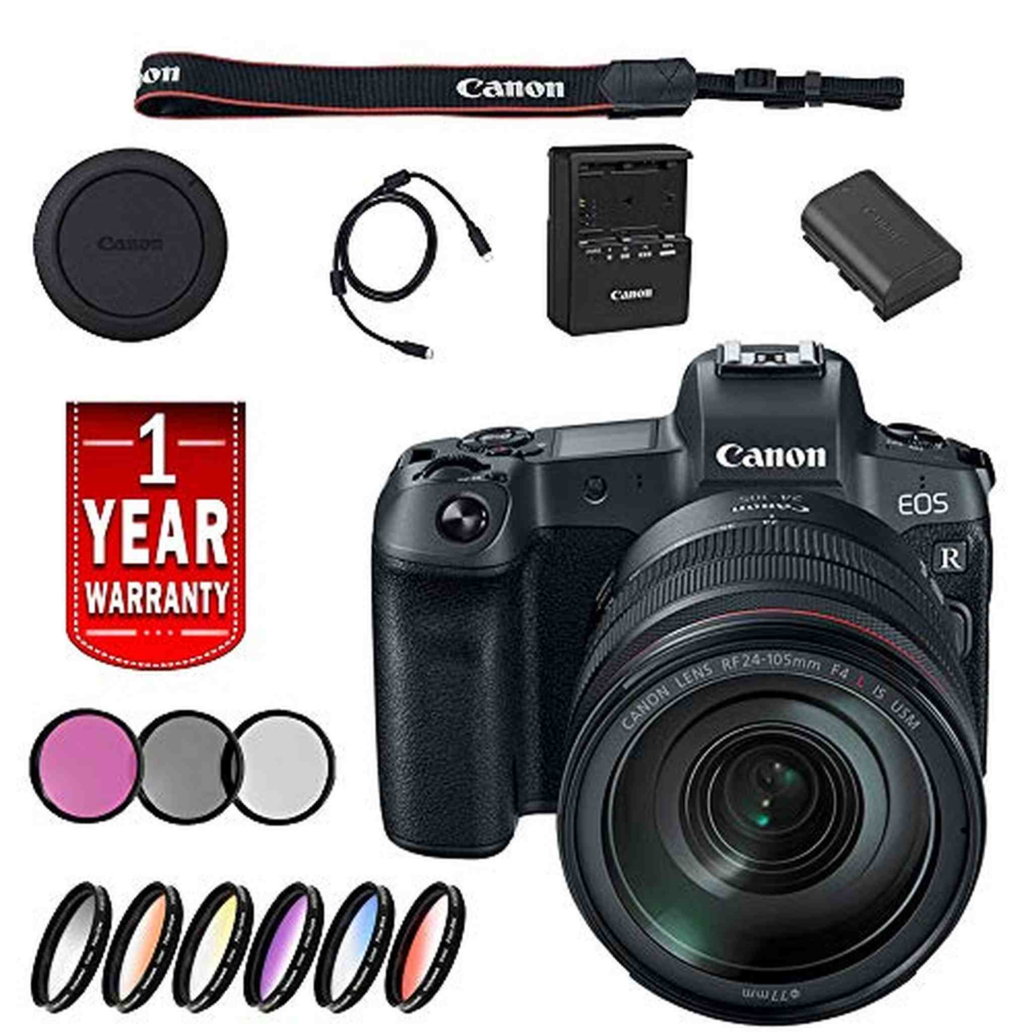Canon EOS R Mirrorless Digital Camera International Model W/ 24-105 Lens Base Bundle With More - Used Canon