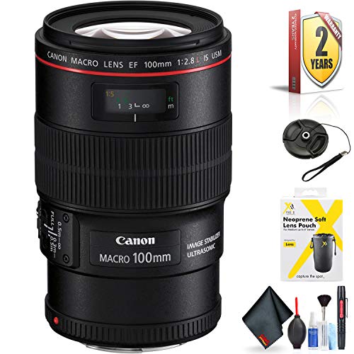 Canon EF 100mm f/2.8L Macro is USM Lens for Canon EF Mount + Accessories (International Model with 2 Year Warranty)