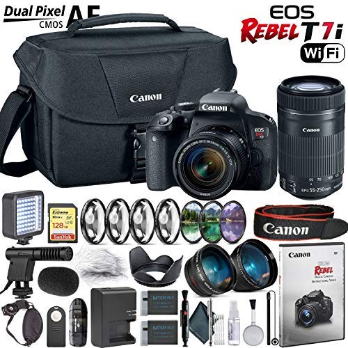 Canon EOS Rebel T7i DSLR Camera with Canon 18-55mm STM & 55-250mm STM Lens Advanced Kit